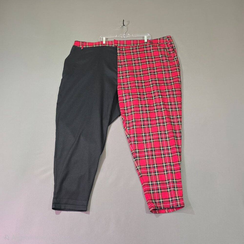 Hot Topic Split Plaid Pants Womens Plus 5 Red Tartan Black Goth Punk